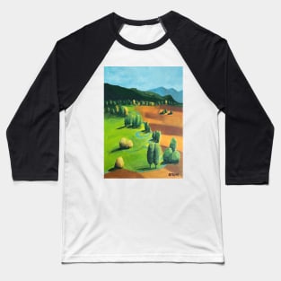 Mountain Forest Camping Landscape Painting Baseball T-Shirt